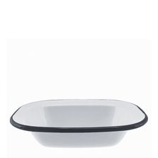 PIE DISH WHT W/BLK RIM ENAMEL16X12 X4CM