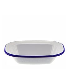 PIE DISH WHT W/BLUE RIM ENAMEL16X12X4CM