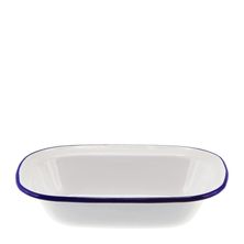 PIE DISH WHT W/BLUE RIM ENAMEL 20X15X4CM