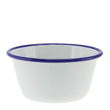 BOWL WHT/BLUE RIM 12X6.5CM ENAMEL,FALCON