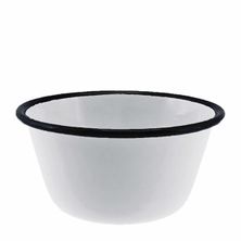 BOWL WHT/BLK RIM 12X6.5CM ENAMEL,FALCON