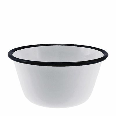 BOWL WHT/BLK RIM 12X6.5CM ENAMEL,FALCON