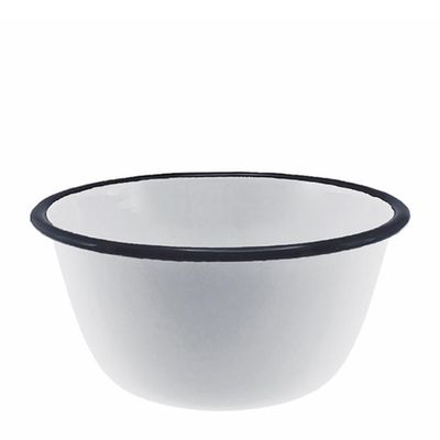 BOWL WHT/BLUE RIM 14X7.5CM ENAMEL,FALCON