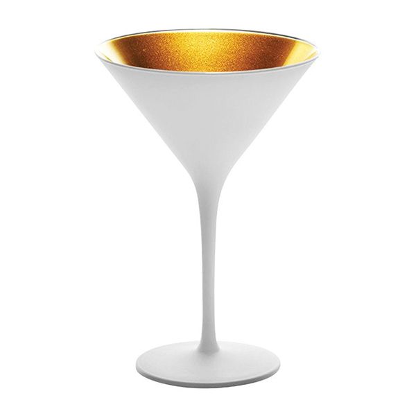 GLASS MARTINI 240ML WHITE/GOLD, OLYMPIC