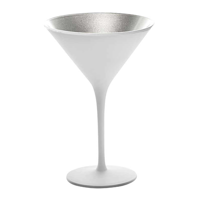 GLASS MARTINI 240ML WHT/SILVER, OLYMPIC