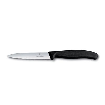 KNIFE PARING BLK 10CM SERRATD,VICTORINOX