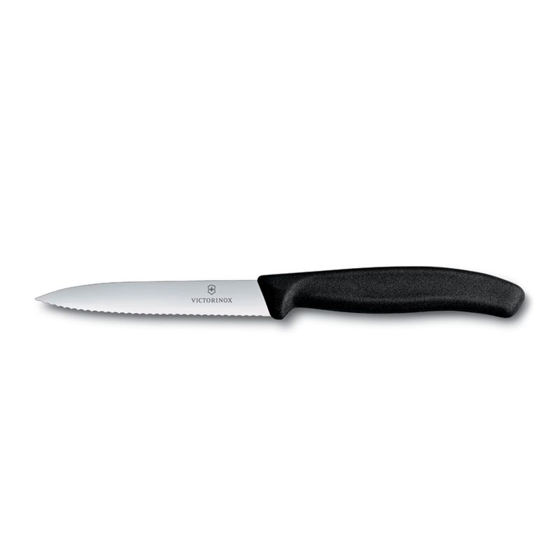 KNIFE PARING BLK 10CM SERRATED, VICTORINOX