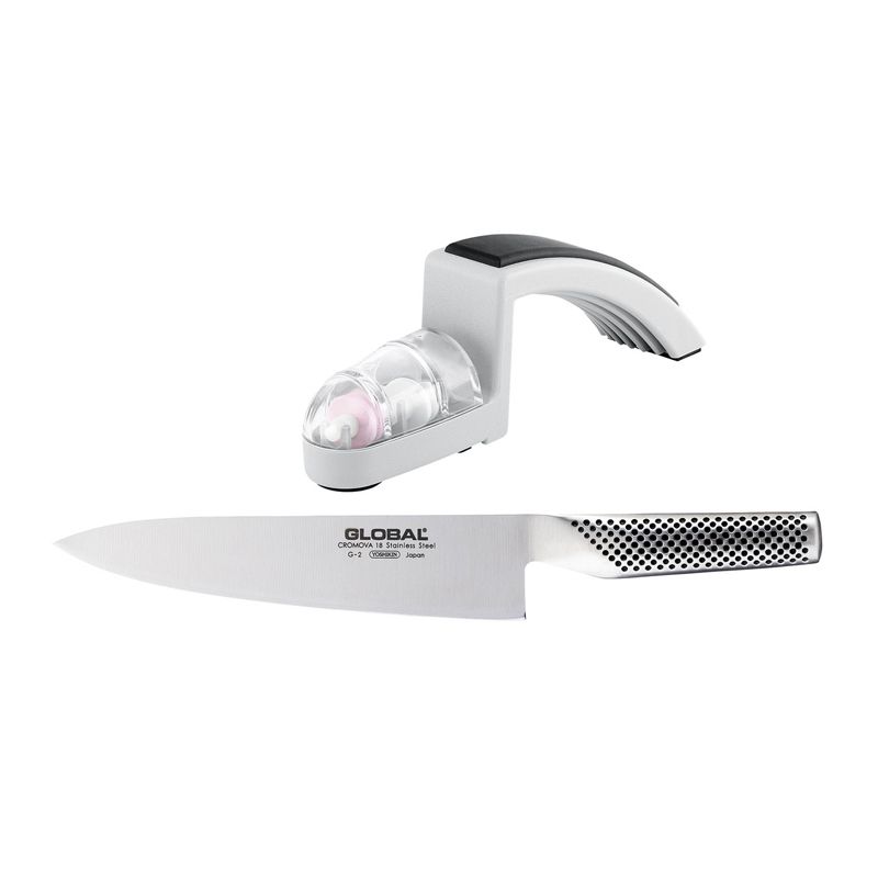 KNIFE 20CM & SHARPENER SET, GLOBAL