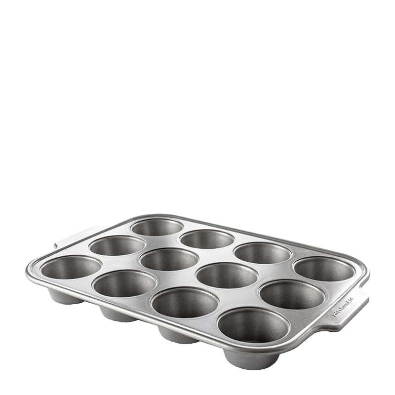 KitchenAid Nonstick Aluminized Steel Muffin Pan, 12-Cup, Silver