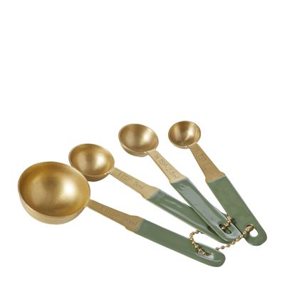 MEASURING SPOONS SET-4 BRASS/GREEN EDWIN