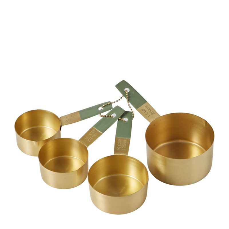 MEASURING CUPS SET-4 BRASS/GREEN EDWIN