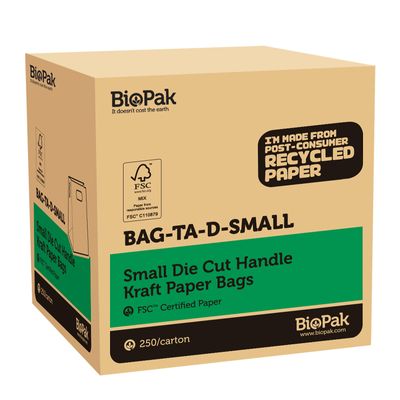 SMALL KRAFT DIE CUT TAKEAWAY BAG, BIOPAK