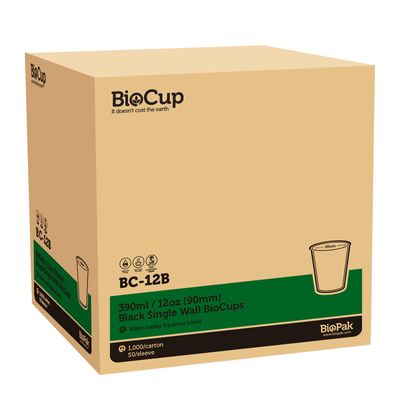 12OZ AQUEOUS BLACK CUP , BIOPAK