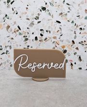 RESERVED SIGN RECT COFFEE W/BASE 90X50MM