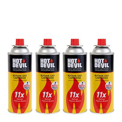 BUTANE GAS CARTRIDGE 4-PACK, HOT DEVIL