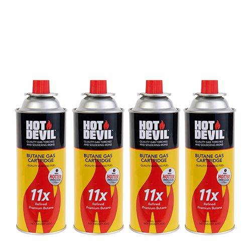 BUTANE GAS CARTRIDGE 4-PACK, HOT DEVIL