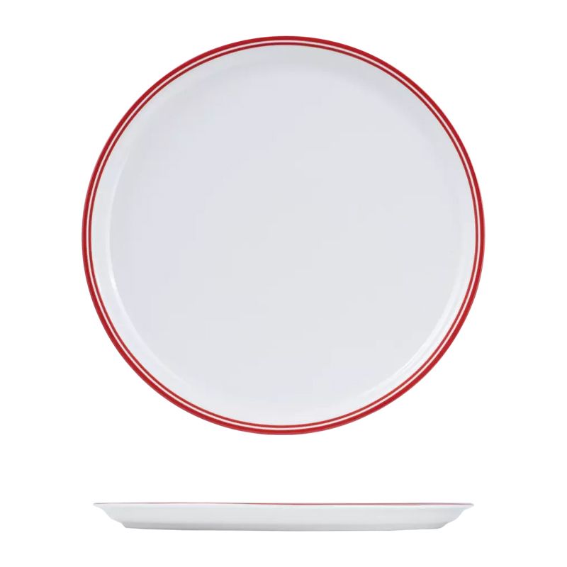 PLATE PIZZA RED RIM 330MM, NANO CRU