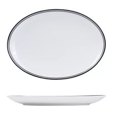 PLATE OVAL BLACK RIM 260X190MM, NANO CRU