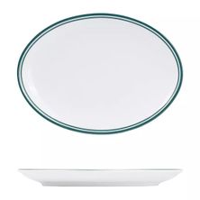 PLATE OVAL GREEN RIM 260X190MM, NANO CRU