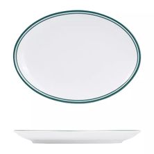 PLATE OVAL GREEN RIM 260X190MM, NANO CRU