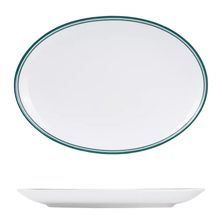 PLATE OVAL GREEN RIM 320X230MM, NANO CRU