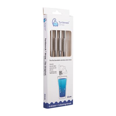 STRAWS S/STEEL FLEXIBLE SET 4 W/BRUSH