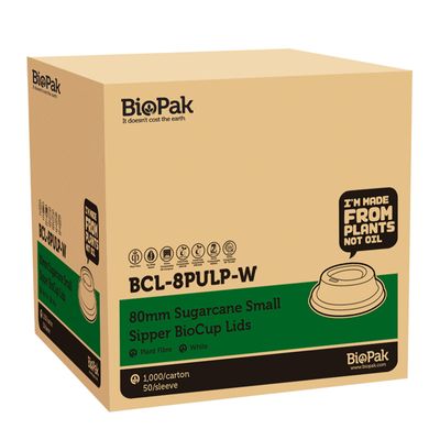 LID SUGARCANE 8OZ (80MM), BIOPAK 1000CTN