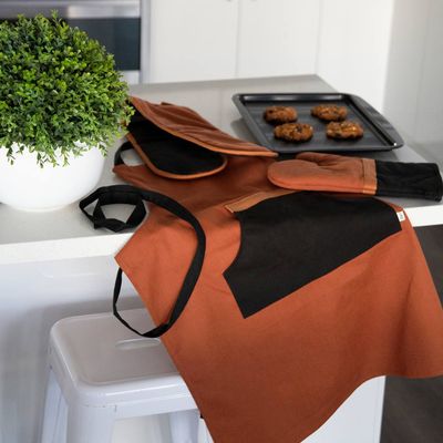 DOUBLE OVEN GLOVE GINGER/BLACK, SELBY