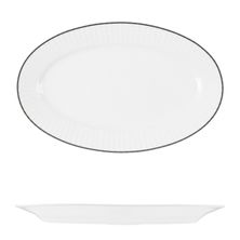 PLATE OVAL BLK LINE 320X200MM, HARRIETTE