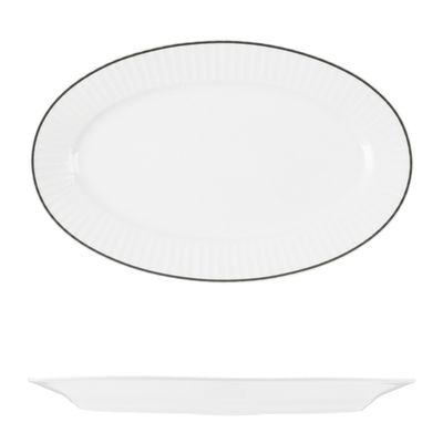 PLATE OVAL BLK LINE 320X200MM, HARRIETTE