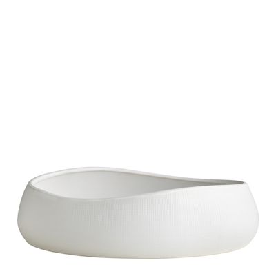 BOWL SERVING OVAL M/WHITE 30CM BISQUE