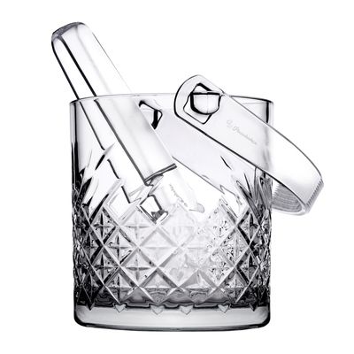 ICE BUCKET GLASS W/TONGS 1L, TIMELESS