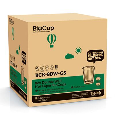 8OZ DOUBLE WALL CUP KRAFT, BIOPAK