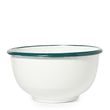 BOWL MIXING ENAMEL WHT W/GRN RIM 18CM