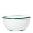 BOWL MIXING ENAMEL WHT W/GRN RIM 22CM