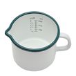 MEASURING JUG ENAMEL WHT W/GRN RIM 10CM