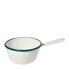 MILK PAN ENAMEL WHT W/GRN RIM 16CM