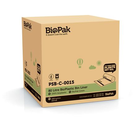 BIN LINER BIOPLASTIC 80LT, BIOPAK