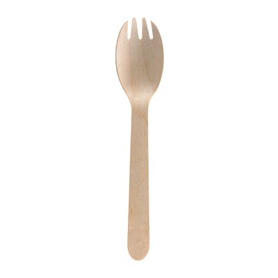 UNBRANDED 160MM WOODEN SPORK, BIOPAK