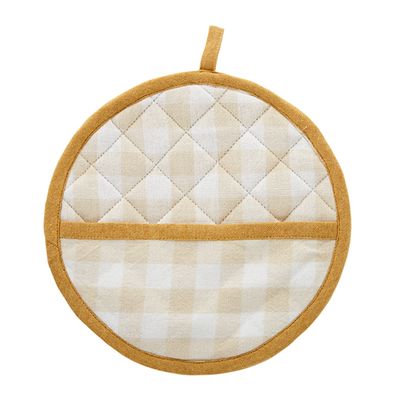 POT HOLDER YELLOW/BEIGE CHECK, GERMAINE