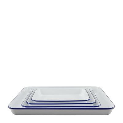 Falcon - Square Bake Tray - White with Blue Rim