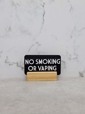 NO SMOKING/VAPING REC BLK W/BASE 90X50MM