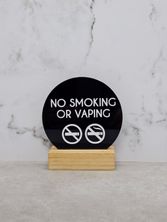 NO SMOKING/VAPING RND BLACK W/BASE 90MM