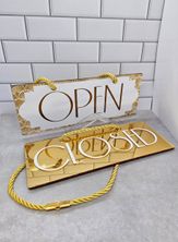 SIGN OPEN/CLOSE GOLD MIRROR ART DECO