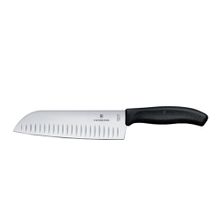 KNIFE SANTOKU FLUTE 17CM BLK, VICTORINOX