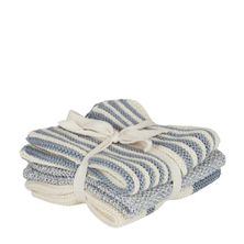 COTTON DISHCLOTH SET-3 ASST BLUE,