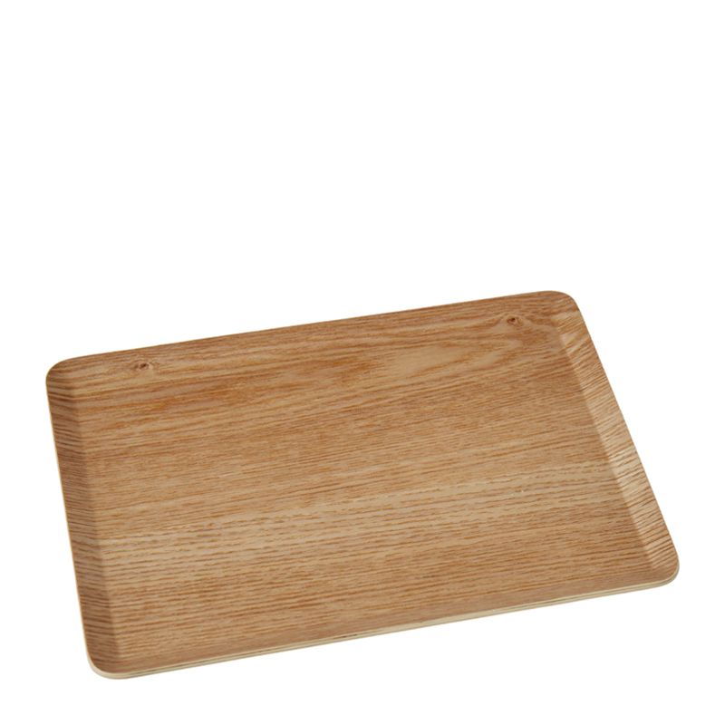 TRAY N/SLIP WOODEN 27X20CM, LEAF & BEAN