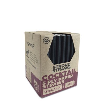 STRAW PAPER COCKTAIL BLK 5PLY, 220PCES