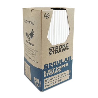 5 PLY PAPER STRAW WHITE 200MM, AUSTRAW