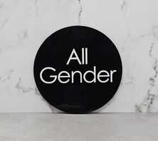 WALL SIGN ALL GENDER BLK DISC 140MM